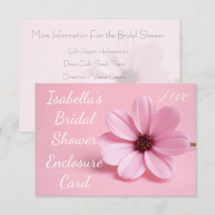 Blush Pink Cosmos Floral Script Bridal Shower Enclosure Card