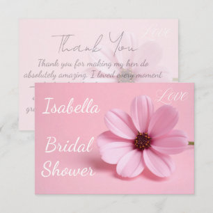 Blush Pink Cosmos Floral Script Bridal Shower Thank You Card