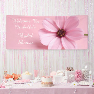 Blush Pink Cosmos Floral Welcome Bridal Shower Banner
