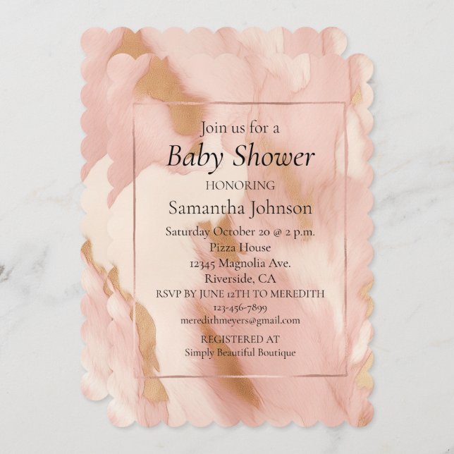 Blush Pink Cow Animal Print Invitation (Front/Back)