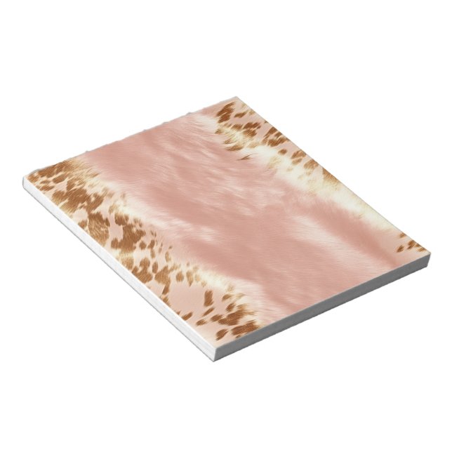 Blush Pink Cow Animal Print Notepad (Angled)