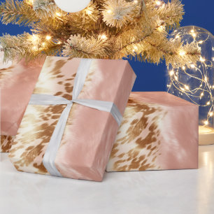 Blush Pink Cow Animal Print Wrapping Paper