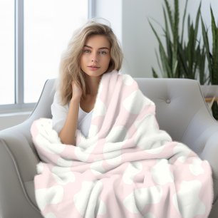 Blush Pink cow print Fleece Blanket