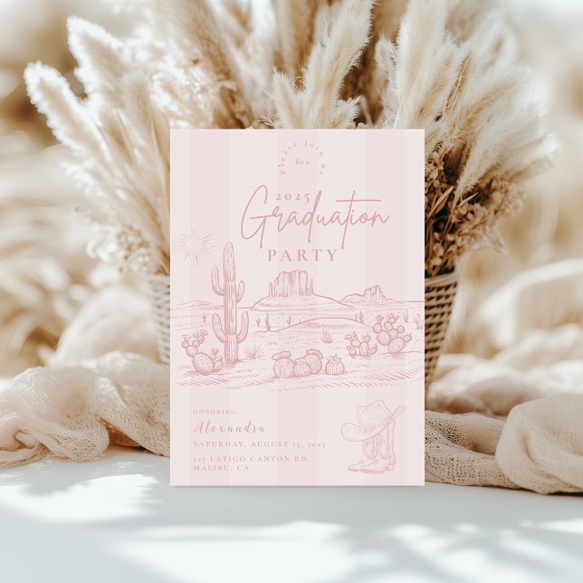 Blush Pink Cowgirl Graduation Invitation Party (Creator Uploaded)