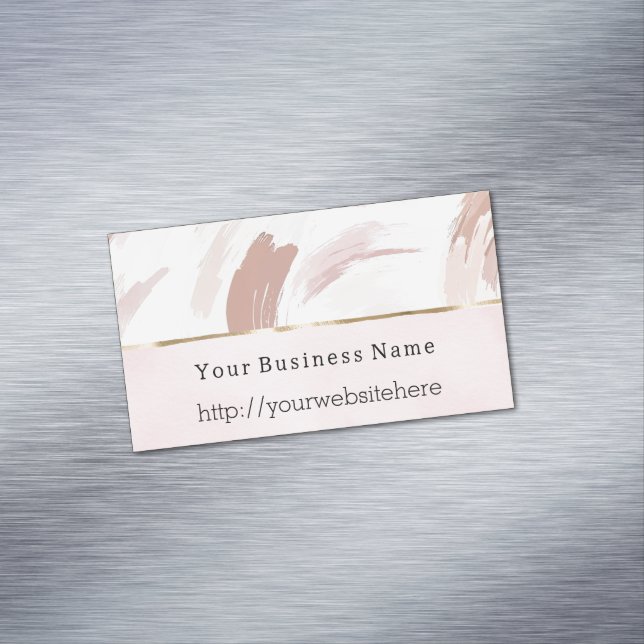 Blush Pink Cream Abstract Business name website Magnetic Business Card (In Situ)