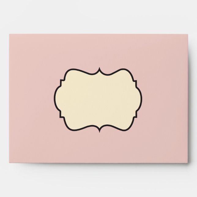Blush Pink, Cream, and Grey Damask A7 Envelope (Front)