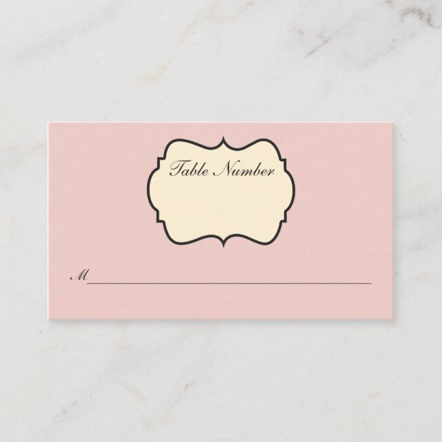Blush Pink, Cream, Grey Damask Place Card (Front)