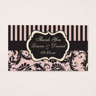 Blush Pink, Cream, Grey Damask Wedding Favour Tag
