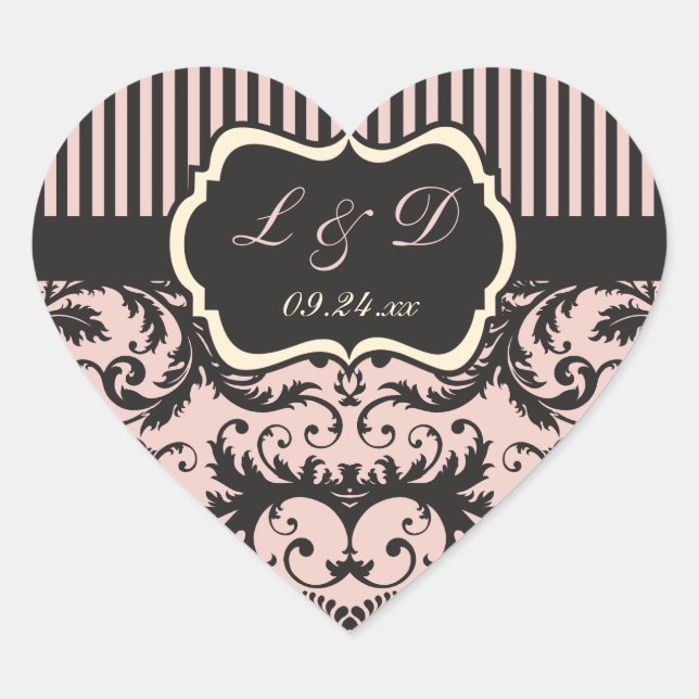Blush Pink, Cream, Grey Monogram Wedding Sticker (Front)