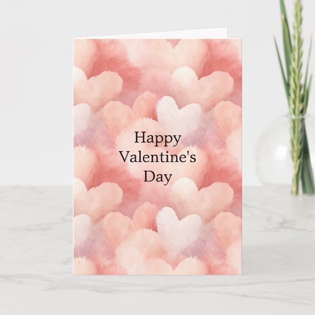 Blush Pink Cream Hearts Love Valentine's Day Card (Front)