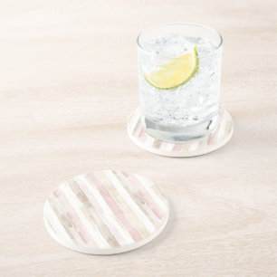 Blush Pink Cream Stripes Coaster