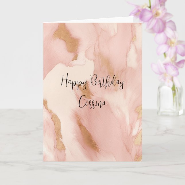 Blush Pink Cream White Gold Cowhide Card (Orchid)