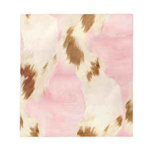 Blush Pink Cream White Gold Cowhide Notepad