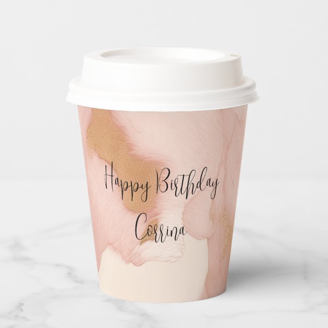 Blush Pink Cream White Gold Cowhide Paper Cups (Front)