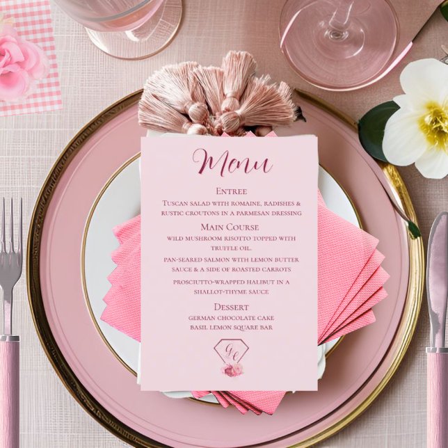 Blush Pink & Crimson Red Wedding Menu (Creator Uploaded)