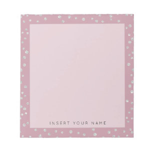 Blush Pink Crystal Confetti Notepad 5.5" x 6"