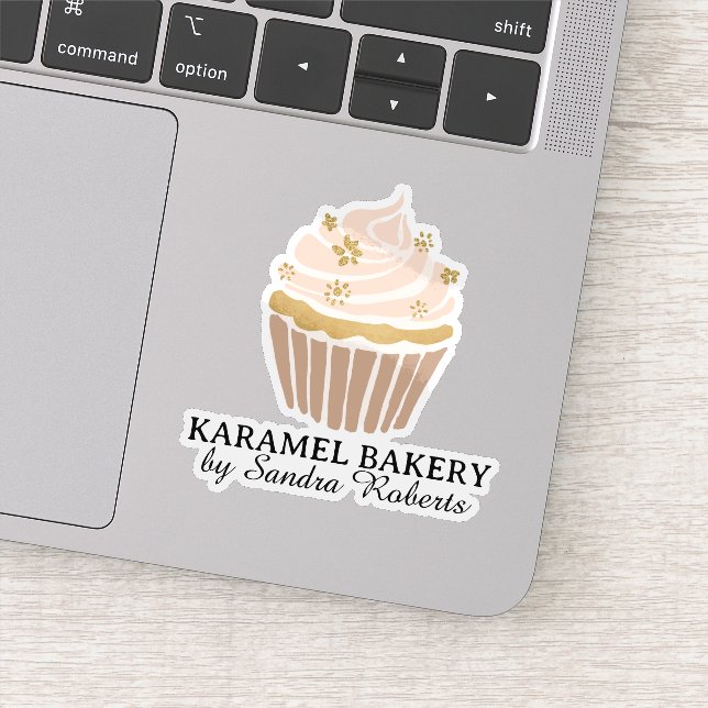 Blush Pink Cupcake Bakery Business Cut Sticker (Detail)