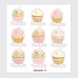 Blush Pink Cupcake Thank you Cut Vinyl Sticker