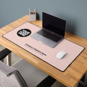 Blush Pink   Custom Business Logo Name, Slogan Desk Mat