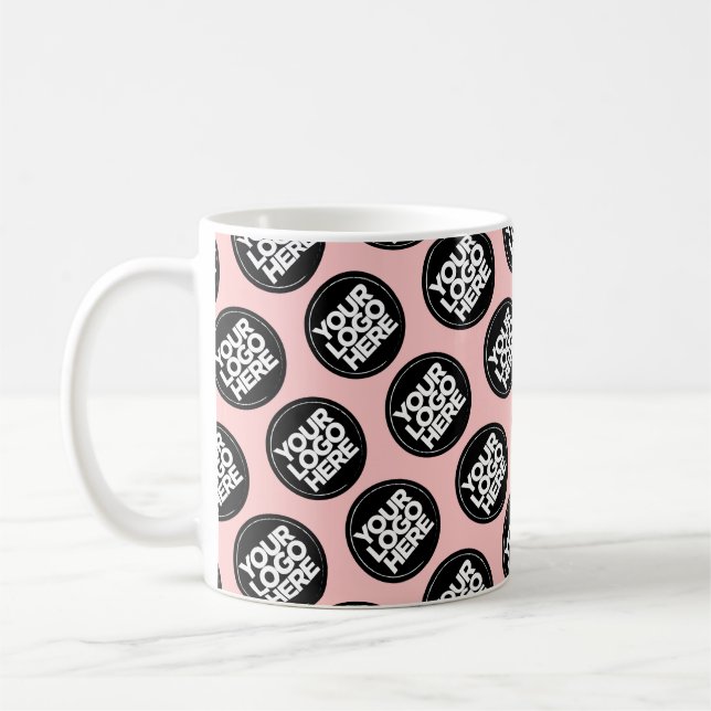 Blush pink Custom logo business pattern employee Coffee Mug (Left)