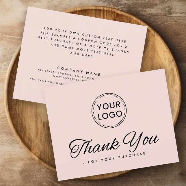 Blush pink custom logo social media thank you card (Blush pink custom logo social media thank you card)