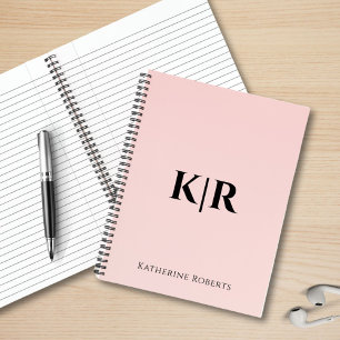 Blush Pink Custom Monogram Name Notebook