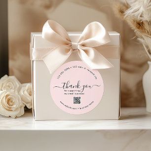 Blush Pink Custom Thank You Stickers With QR Code