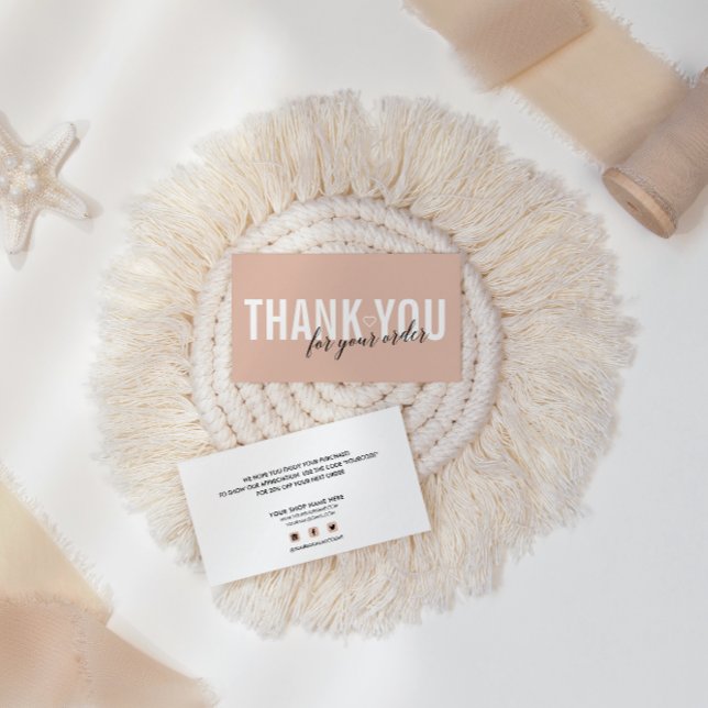 BLUSH PINK CUSTOMER THANK YOU FOR YOUR ORDER BUSINESS CARD (Creator Uploaded)