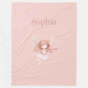 Blush Pink Cute Fairy Wings Dress Fleece Blanket