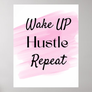 Blush Pink Cute Hustle Motivational Quote Poster