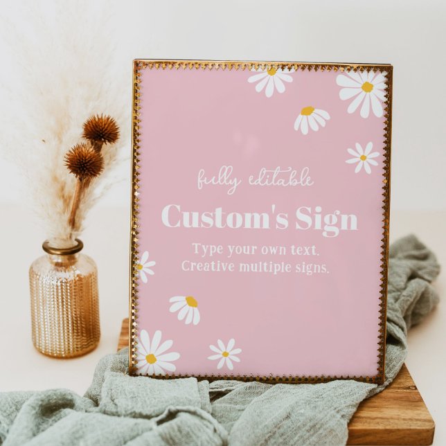 Blush Pink Daisy Birthday Party Table Sign (Creator Uploaded)