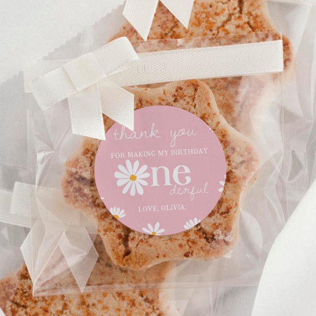 Blush Pink Daisy Birthday Sticker Labels (Creator Uploaded)