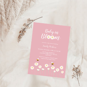 Blush Pink Daisy Floral Baby In Bloom Girl Shower Invitation