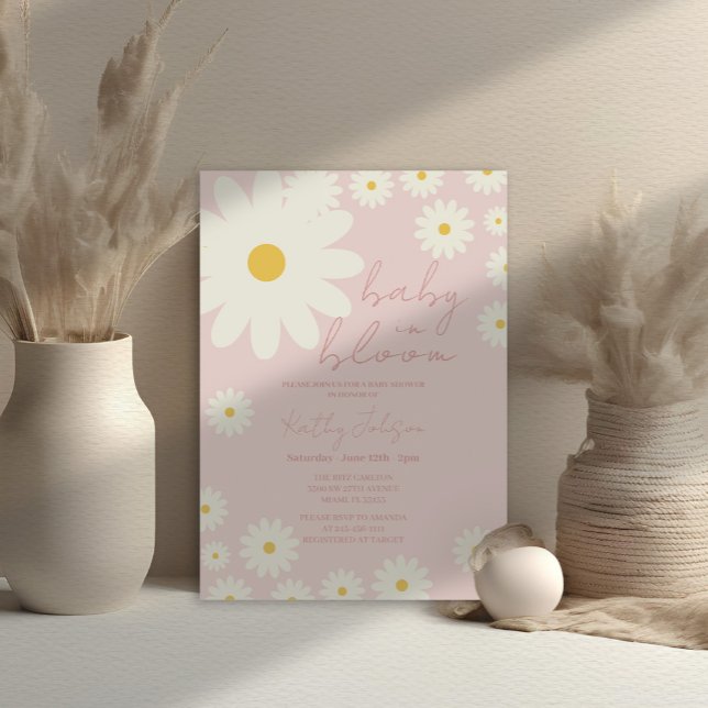 Blush Pink Daisy Floral Baby in Bloom Shower  Invitation (Creator Uploaded)