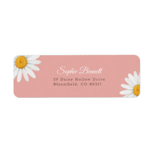 Blush Pink Daisy Floral Baby Shower Return Address Label