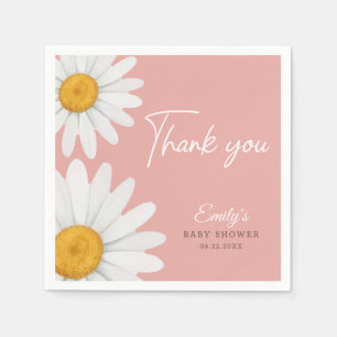 Blush Pink Daisy Floral Baby Shower Thank You Napkin