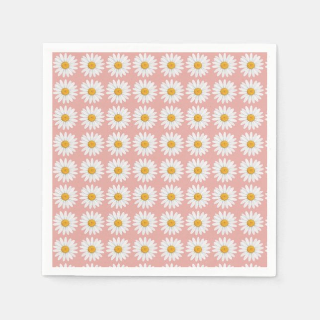 Blush Pink Daisy Floral Pattern Baby Shower Party Napkin (Front)