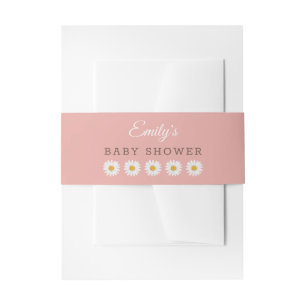 Blush Pink Daisy Hello Sunshine Baby Shower  Invitation Belly Band