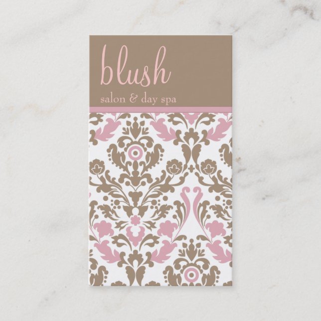 Blush Pink Damask Elegant Business Card (Front)