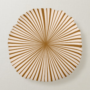 Blush Pink Dark Chocolate Brown Stripe Pattern Round Cushion