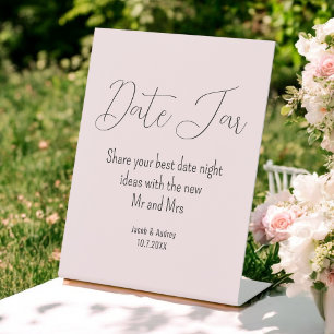 Blush Pink Date Jar Wedding Shower  Pedestal Sign