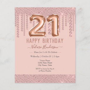 Blush Pink Diamond Drip Happy 21st Birthday