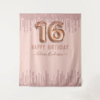Blush Pink Diamond Drips Happy 16th Birthday