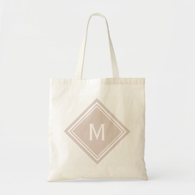 Blush Pink Diamond Monogram Tote Bag (Front)