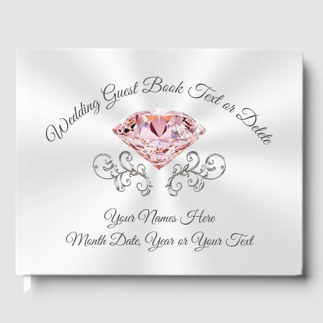 Blush Pink Diamond Personalised Wedding Guest Book (Front)