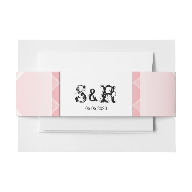 Blush Pink Diamond Wedding Belly Band Invitation Belly Band (Front Example)