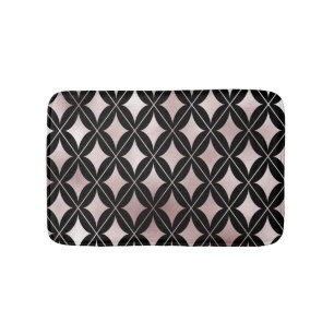 Blush Pink Diamonds on Black Bath Mat