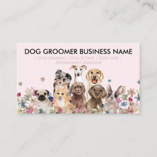 Blush Pink Dog Walker Appointment Business Card