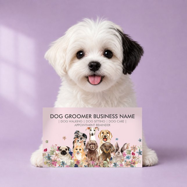 Blush Pink Dog Walker Appointment Business Card (Creator Uploaded)