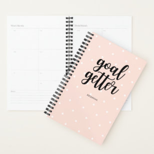 Blush Pink Dots and Black Typography   Goal Getter Planner